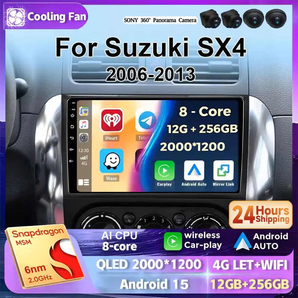 

Android 15 Carplay Car Radio Multimedia For Suzuki SX4 SX 4 2006 - 2013 Head Unit BT GPS video DVD DSP Player Autoradio Stereo