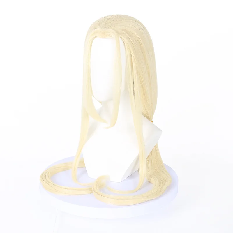 Synthetic Long Blonde Wig with Widow’s Peak for Cosplay Party Anime Roleplay Women Costume Heat Resistant Fiber Styled For