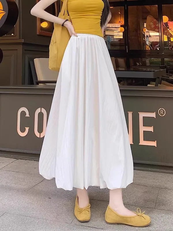 

Длинная пышная юбка с высокой талией для женщин, свободного кроя, универсальная, на осень-зиму-весну, А-силуэт, для полных и фигуры типа «груша»