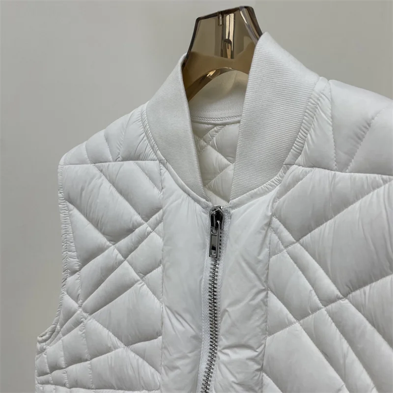 

Women's down jacket Winter 2025 new 90 white goose down filled down vest Baseball collar quilted down jacket puffer jacket woman