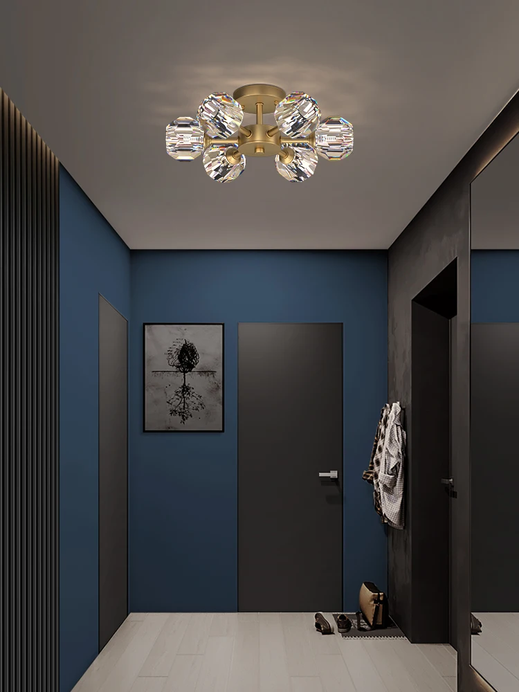 

All copper aisle corridor Nordic light luxury creative crystal ceiling lamp