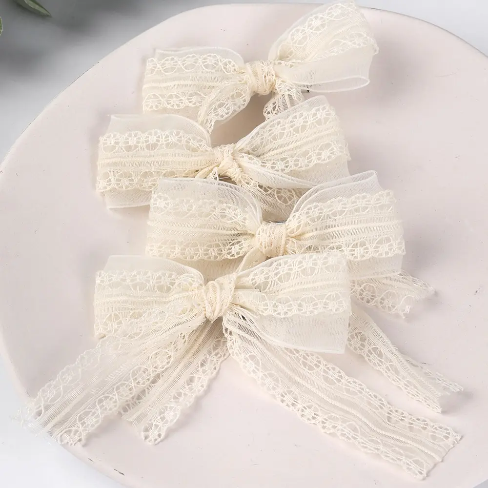 6pcs Elegant Lace Bow Hair Clips for Girls Fairy Bow Hair Clip for Spring and Summer Kids Headwear Girl Hair Accessoires