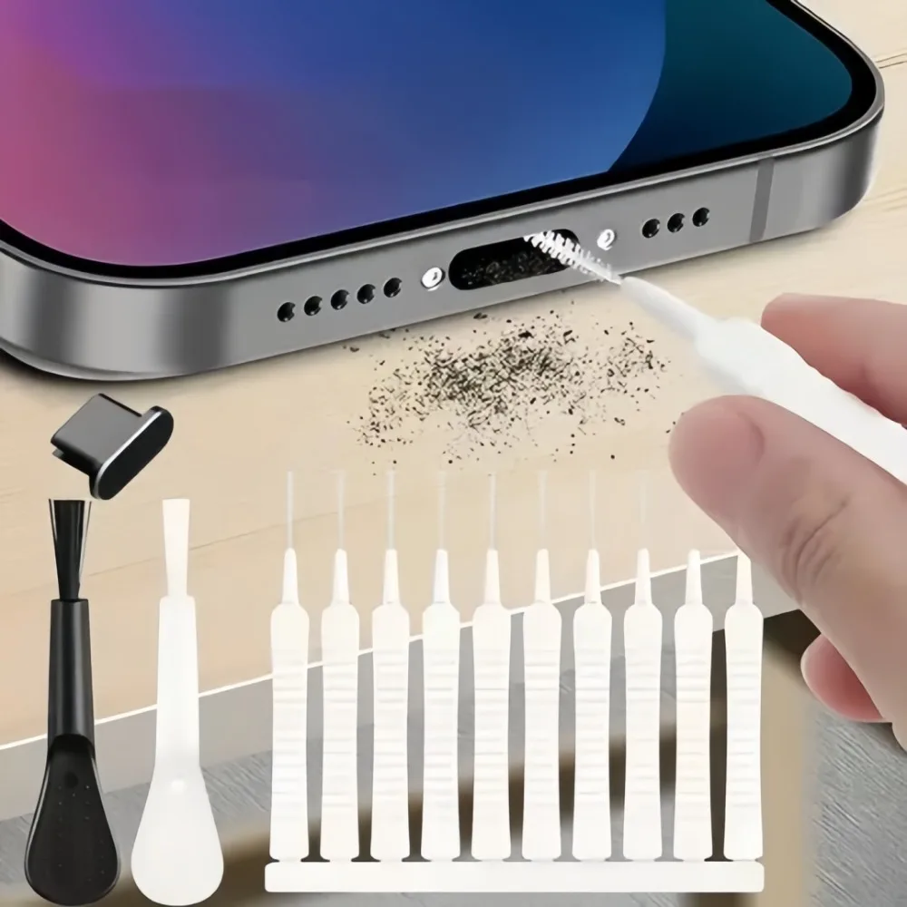 Kit de Limpieza para Eliminar el Polvo del Altavoz del Teléfono Móvil con Tapón Antipolvo, Apto para la Limpieza Universal del Altavoz del Teléfono y el Puerto de Carga