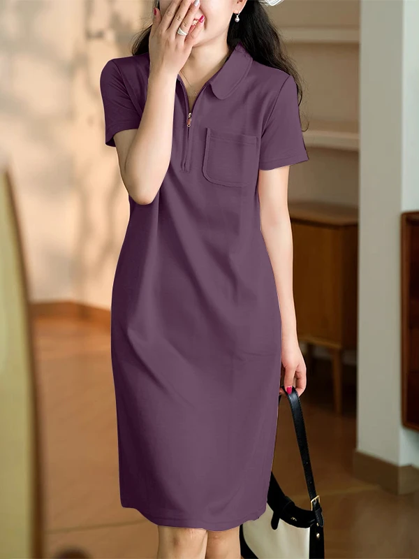   Col ort Sve coton Dr femme ample Midi genou longueur coupe droite jupe décontracté été Faion t-shirt Dr