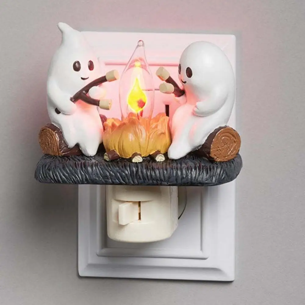 Ghost Bonfire Night Light, Decoração de Halloween, Decoração de Casa, Plug, Engraçado, Bonito, Chip Design, Novo, UE, EUA, Reino Unido, 2024