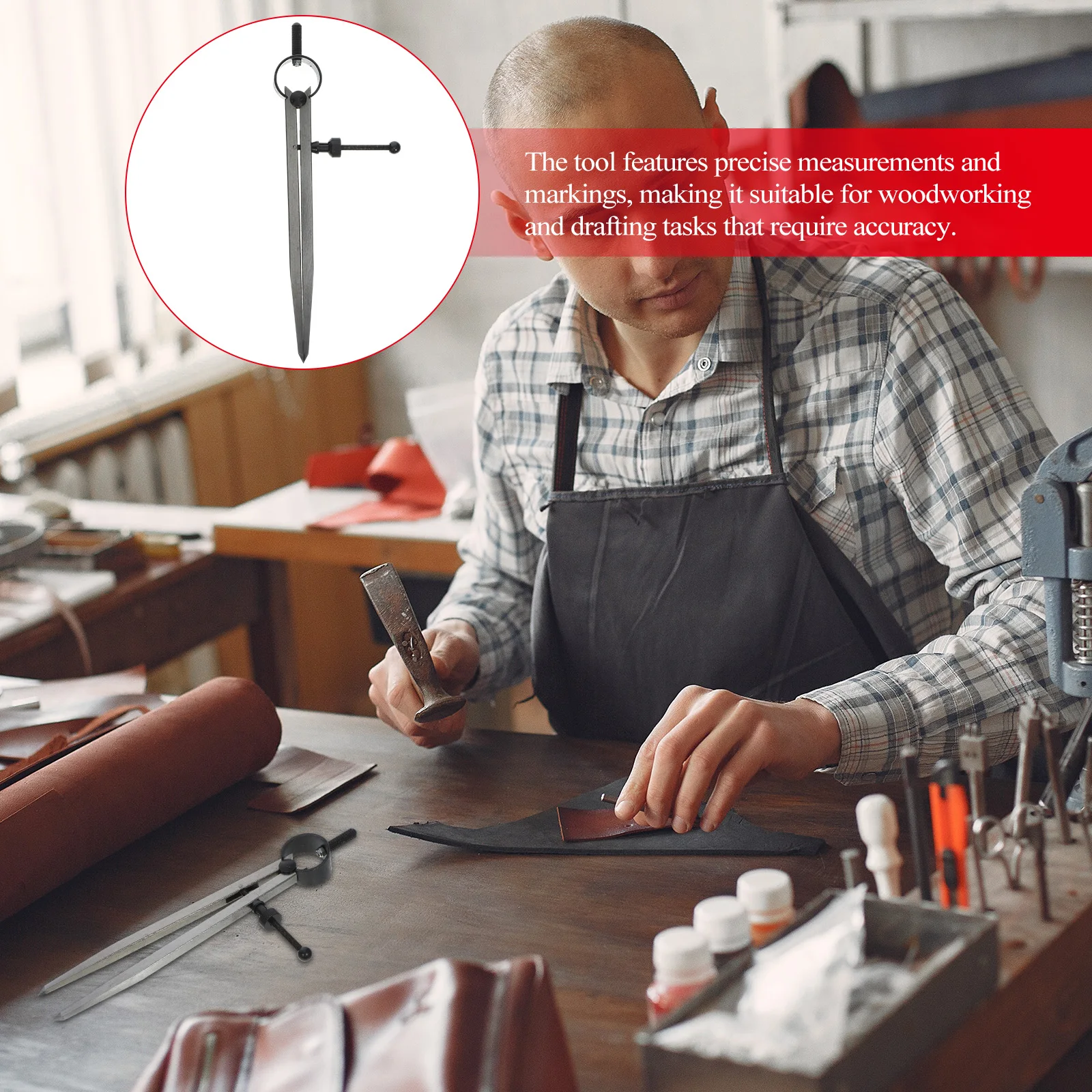 Spacing Gauge 150mm Precision Bow Compass Metal Scribe Divider Craft Marking Gauges Spring Multi Function Wear Resistant