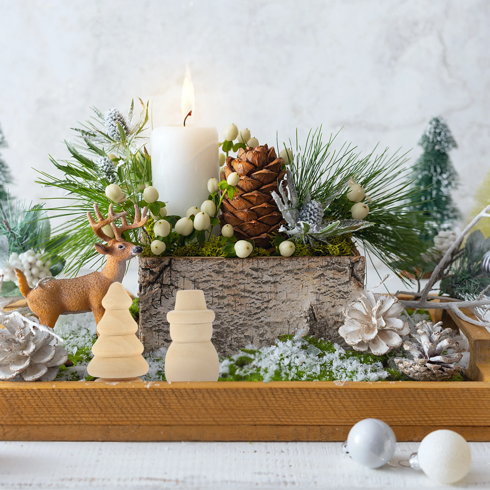 

20Pcs Christmas Snowman Figurines DIY Wooden Xmas Crafts Unfinished Wood Decor Smooth Edges Safe for Manual Work