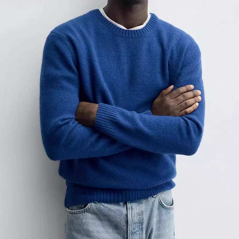 

Winter New Arrival Men's Slim Fit Straight Knit Sweater Long Sve Wool Blend Casual round Ne Comfortable Breathable