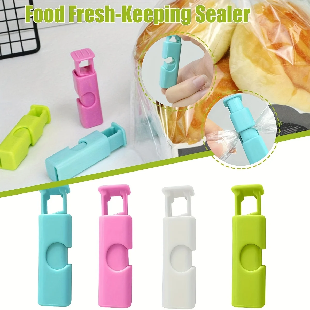 4Pcs Food Sealing Clips Plastic sealing clip Reusable fresh food zero seal food bag spring clip Home Kitchen Storage