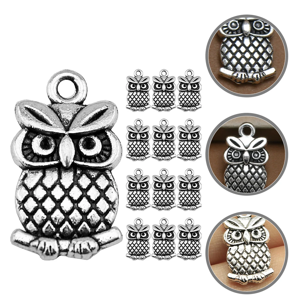

50 Pcs Owl Pendant Jewelry Key Charms for Crafting Accessory Owls Keychain Vintage