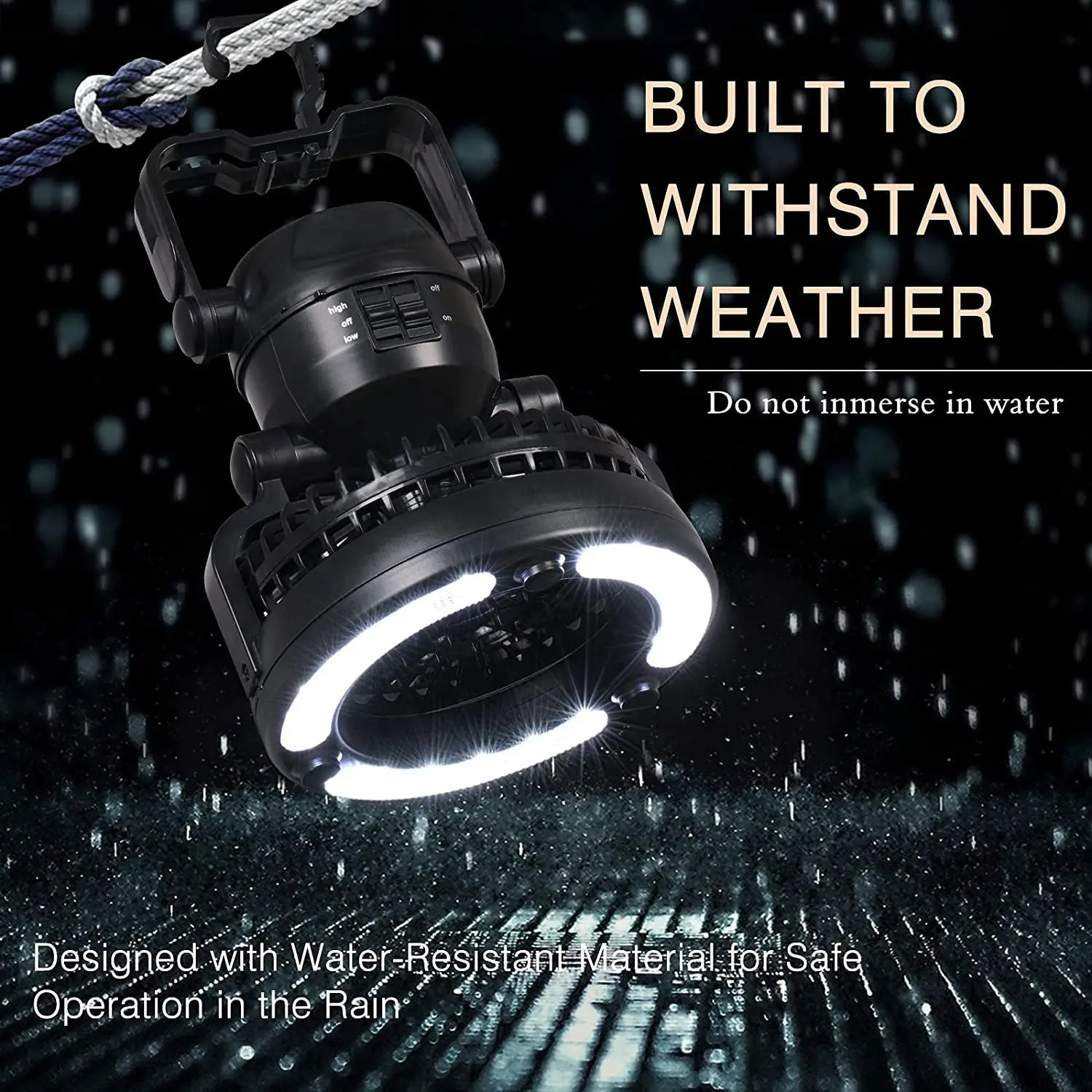 

DEN-gCamping Light Fan for Tent Portable Ceiling Fan with LED Light Camping Hanging Lantern for Survival Hiking