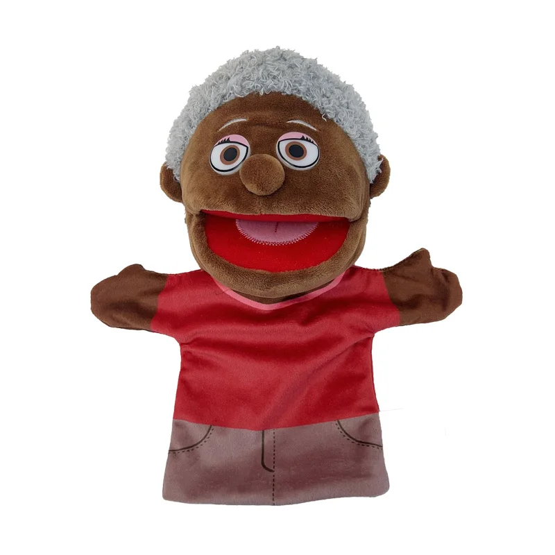 ตุ๊กตาของเล่นสำหรับครอบครัวเพื่อการเรียนรู้ของเด็กน่ารัก boneka Jari Tangan ด้วยมือตุ๊กตาคอสเพลย์พี่ชายน้องสาว