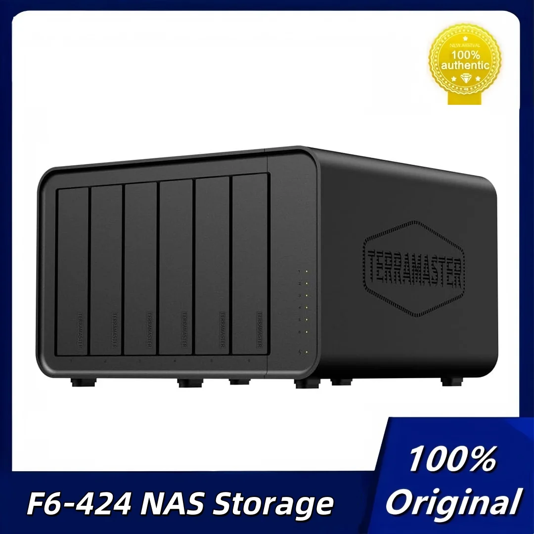 Original TERRAMASTER F6-424 NAS Storage 6bay 8GB DDR5 RAM, Dual 2.5GbE Ports Network Attached Storage (Diskless)