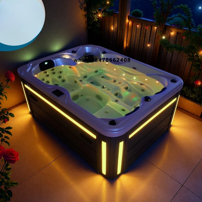 Manufacturer Acrylic 25mm Insulation whirlpool Tub Massage Bathtub for 3 Person Outdoor Hot Tub Jacuzzier Spa with 64 Jets