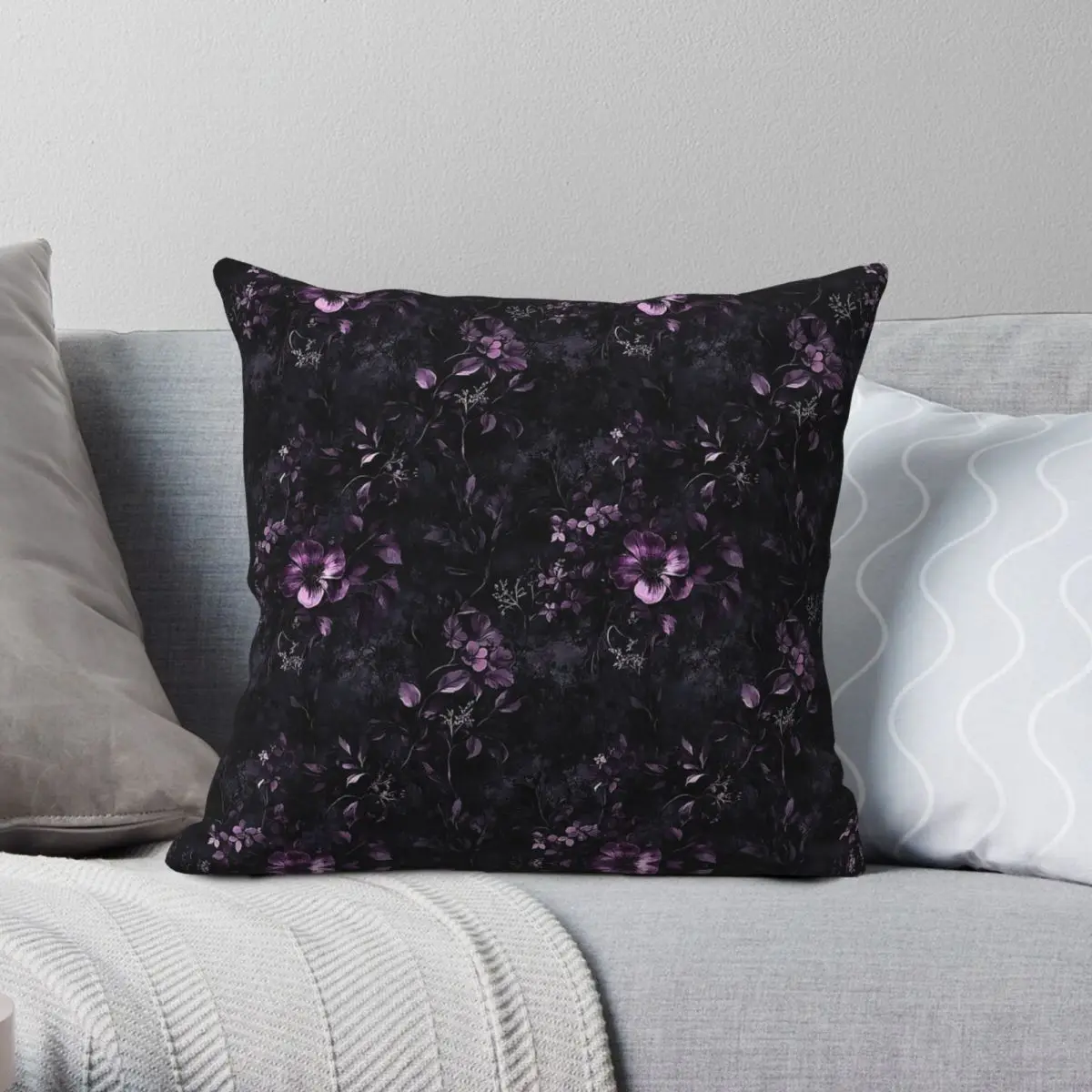 Gothic Tones In Bloom Square Pillowcase Polyester Linen Velvet Printed Zip Decor Home Cushion Cover