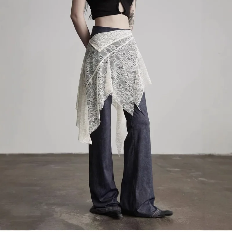 

Lace Fart Curtain Skirt Women's Versatile 2026 Autumn Summer Short Skirt Slim Fit Solid Color Irregular Korean Apron Outer Fit