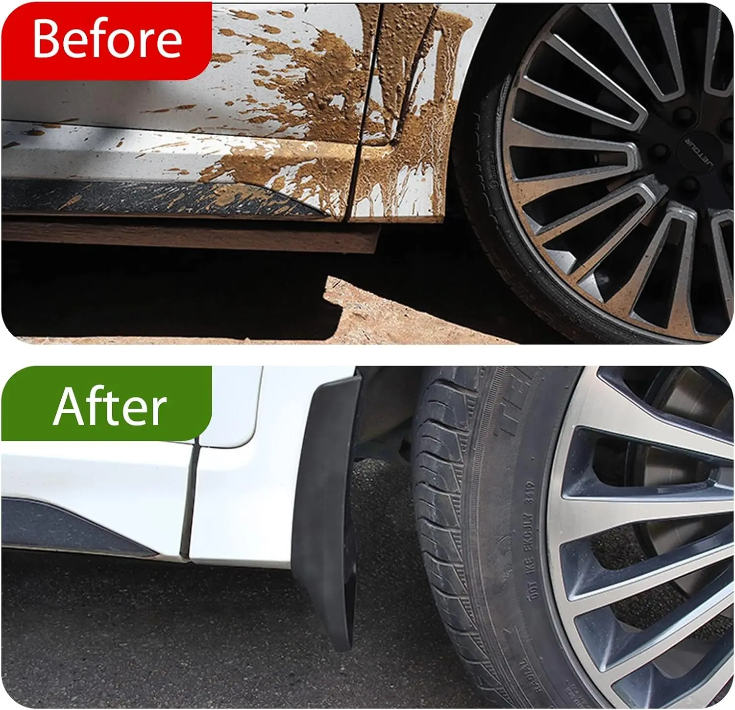 999J2-BS0004 999J2-XR00003 4 قطعة PP + TPE اللوحات الطينية واقيات الطين لـ 2005-2022 نيسان فرونتير بيك اب 4 أبواب أسود #4