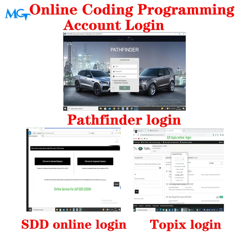 خدمة عبر الإنترنت لبرمجة الحسابات عبر الإنترنت JLR SDD pathfinder TOPIX