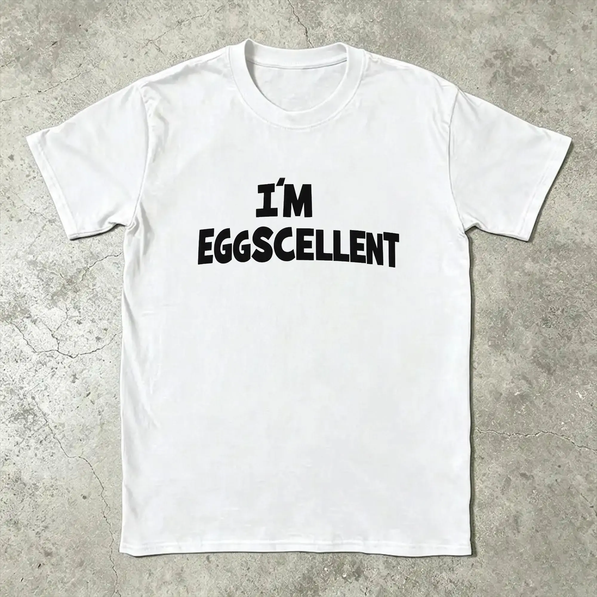 Men's Printed“ IM EXCELLENT” T Shirt  Cotton Tops Fashion Short Sleeve Round Neck Tees Gift Idea T-Shirt