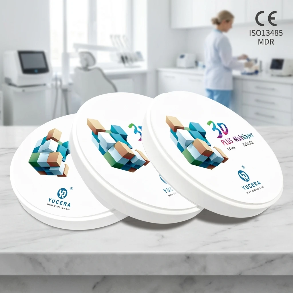 Dental Tooth Veneers YUCERA 3D PLUS Multilayer Zirconia Disc Consistent Gradient Effect Suitable for Mass Production Processing