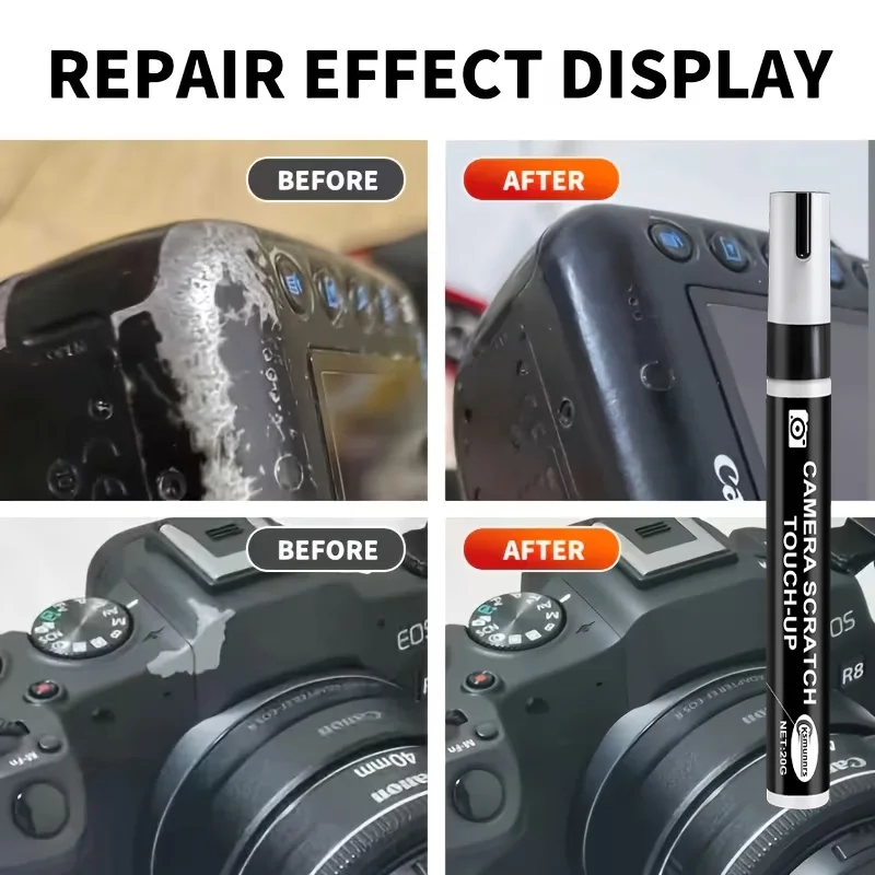 Black Camera Touch Up Paint Pen Scratch Repair for DSLR Mirrorless and Action Camera Body Restoration