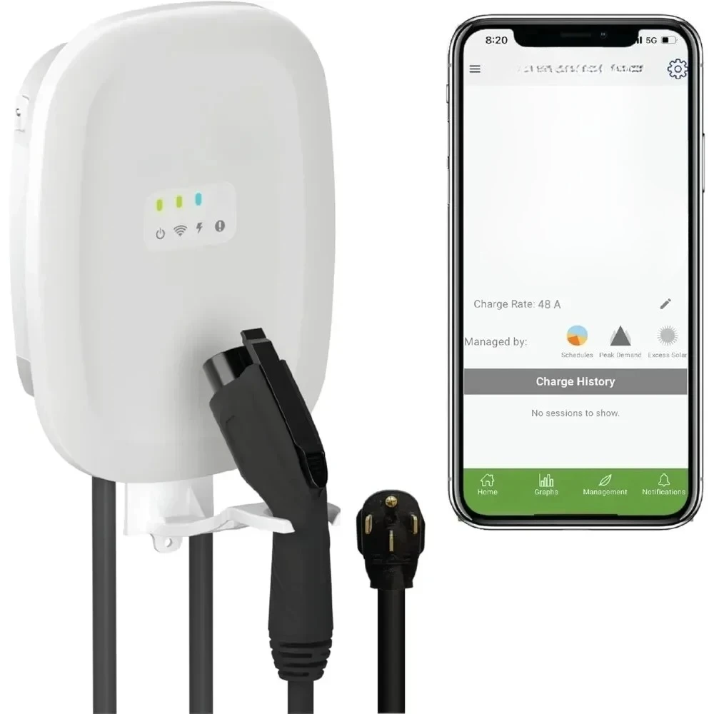 شاحن EV جديد المستوى 2 مع موصل J1772 240 فولت محطة شحن السيارة الكهربائية المزودة بتقنية WiFi، كابل بطول 25 قدمًا، أبيض