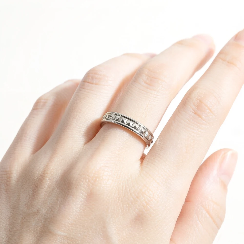 Studs Wedding Bands Ring,Europe Style Fine Jewerly For Women & Men Punk Gift In 925 Sterling Silver