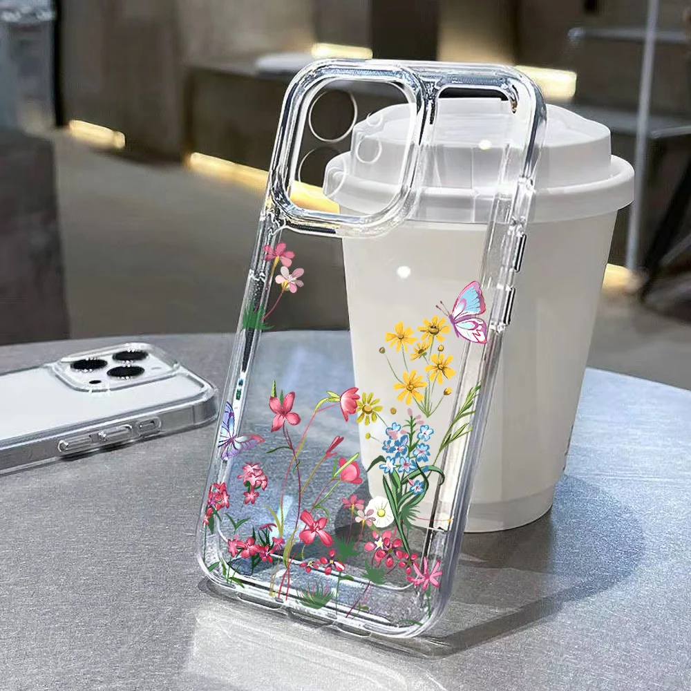 S24 Ultra Case For Samsung A55 A54 5G A53 A52 A33 A34 A35 A32 S23 Plus S22 S21 S20 FE S10 Plus Flower Clear Soft Silicone Cover