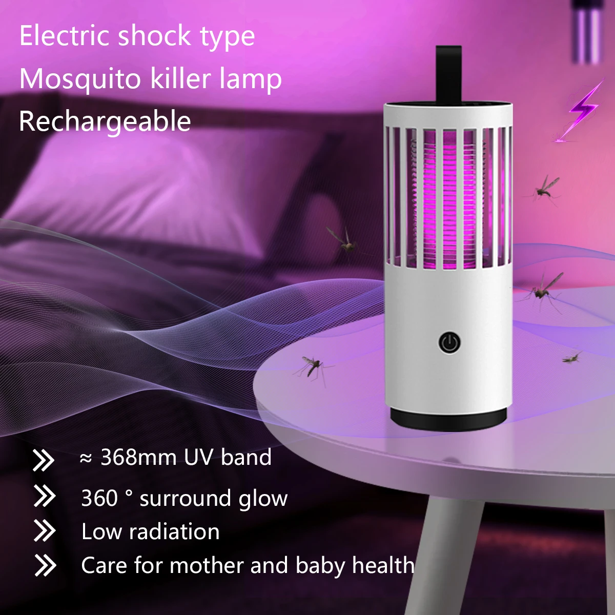 3 MODES Indoor Outdoor Latest Version Rechargeable Strong Electric Shock Mosquito Killer Lamp