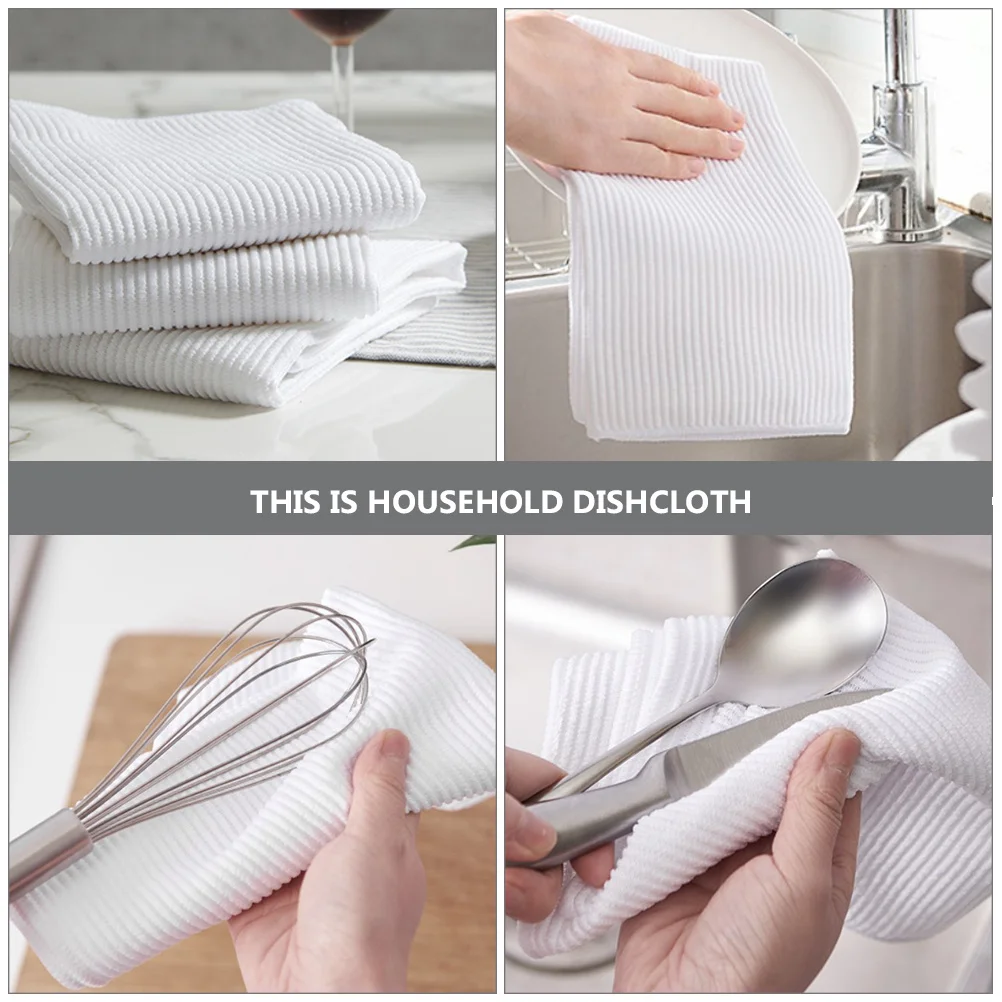

4Pcs Water Absorbent Dish Towels Antibacterial Superfine Fiber Kitchen Towels Multipurpose Cleaning Cloths for Pots Pans