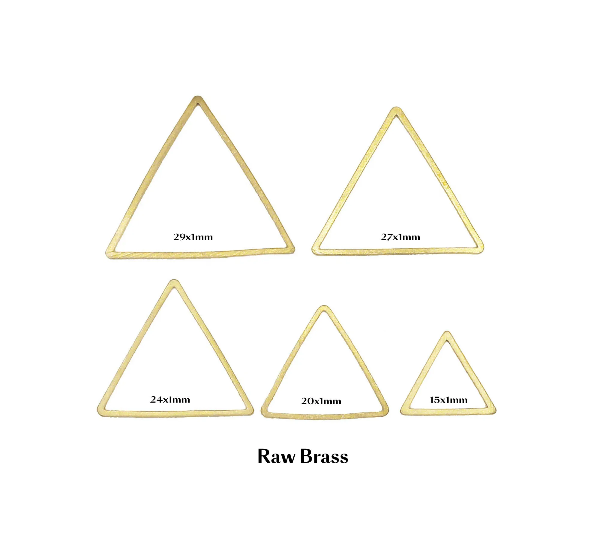

50pc Triangle Charm, Geometric Brass Connector, Raw Brass Earring Findings, 15mm 20mm 24mm 27mm 29mm, Jewelry Suplies -R2944