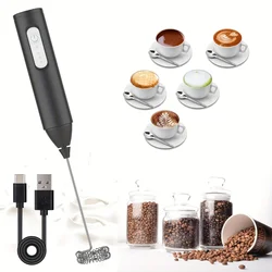 1pc Handheld Electric Milk Frother Rechargeable, Automatic Foam Maker for Lattes, Hot Chocolate Blender Egg Beater Cooking Tools