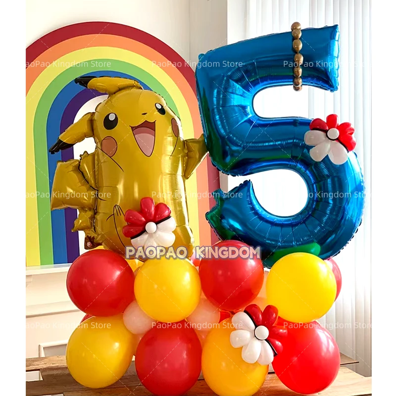 Pokemon Pikachu Cartoon Folienballons Anime-Thema Kindergeburtstag Partydekoration Pokéball-förmige Ballons