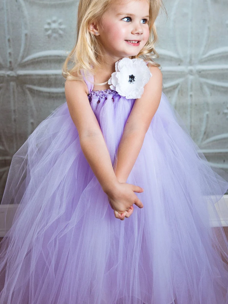 Customized Flower Girl Dress Kids Sleeveless Princess Big Flower Ankle Length Wedding Lace Besch Ball Gown Dance Dresses 2025