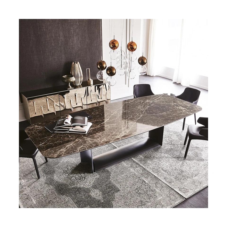 S@ Marble Dinner Table Dinning Room Table Set Modern Furniture Luxury Sintered Stone Dining Table Set 6 Seater Marble