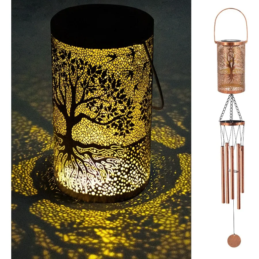 

36 Solar Wind Chimes Hanging Lights Outdoor Detachable Led Lantern Metal Wind Chimes for Outside Unique Tree Life Garden Hangin
