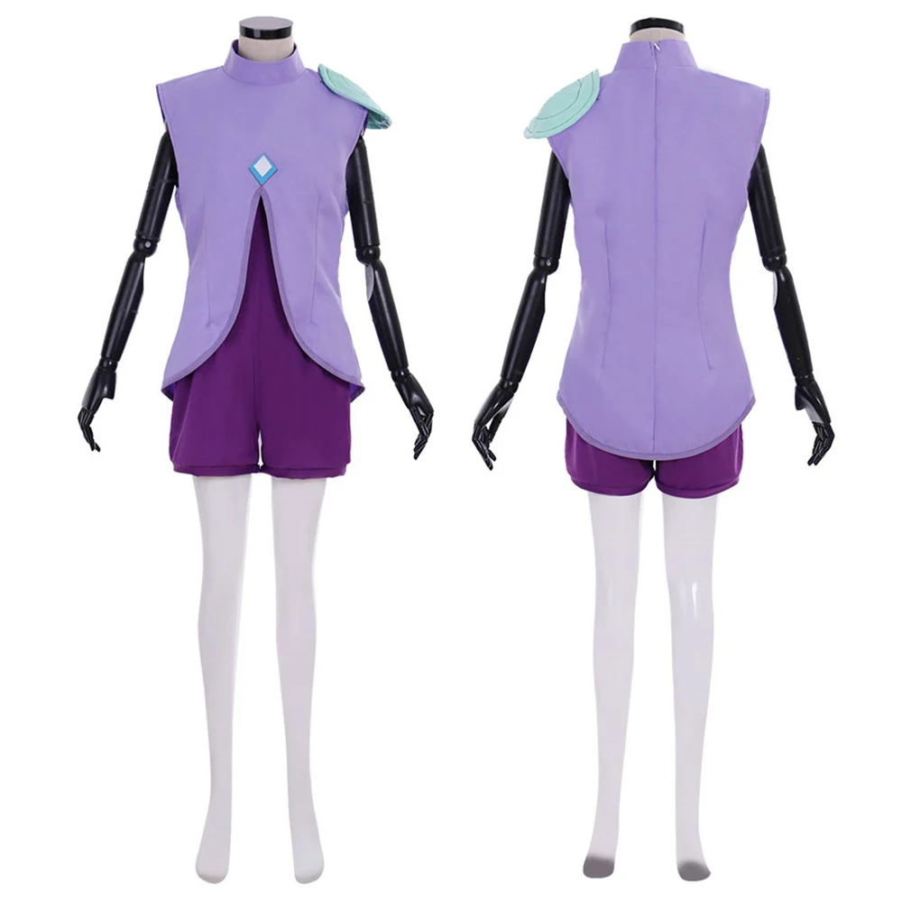 She-Ra De Prinsessen Van Power Cosplay Glimmer Kostuum Vrouwen Meisjes Paarse Mouwloze Jumpsuit Met Cape Halloween Battle Suits