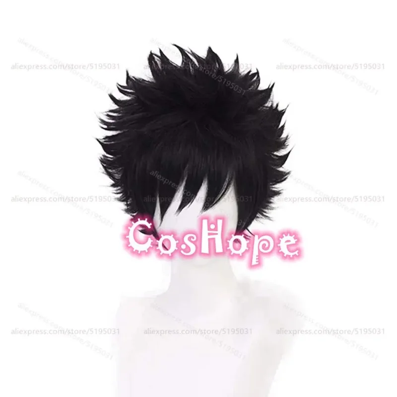 Peluca de Cosplay MHA Dabi para hombre, peluca negra corta y esponjosa Kamijou Touma, pelucas de Cosplay de Anime, pelucas sintéticas resistentes al calor