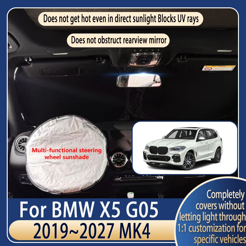

Steering wheel Car Sun Visor For BMW X5 G05 2019~2027 26 Summer Cooling Auto Accessories Front Windshield Sunshade Heat Insulati