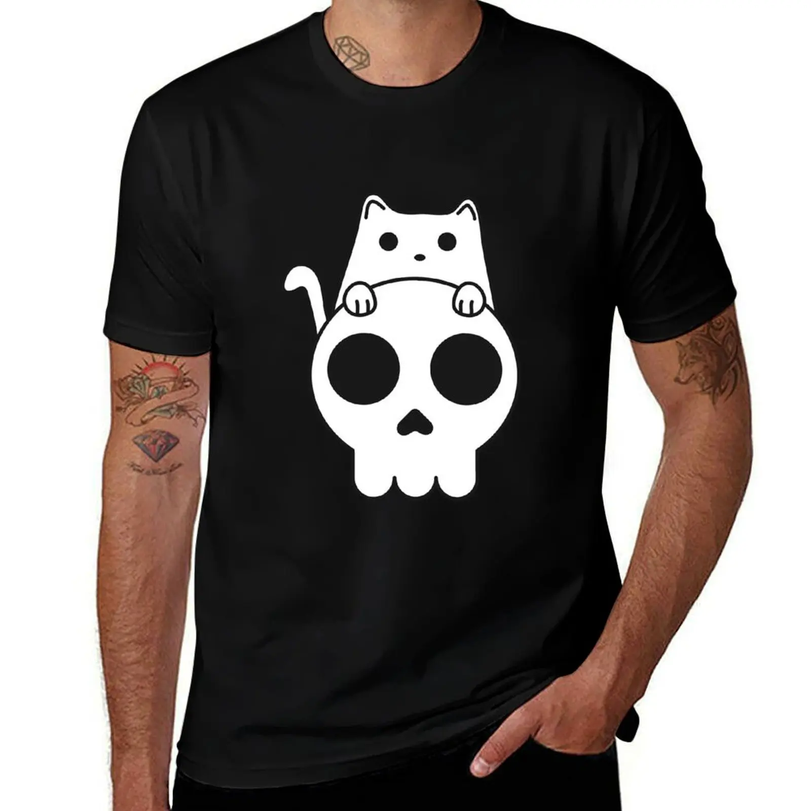 Cat with skull T-Shirt Quick Dry Travel T-Shirt