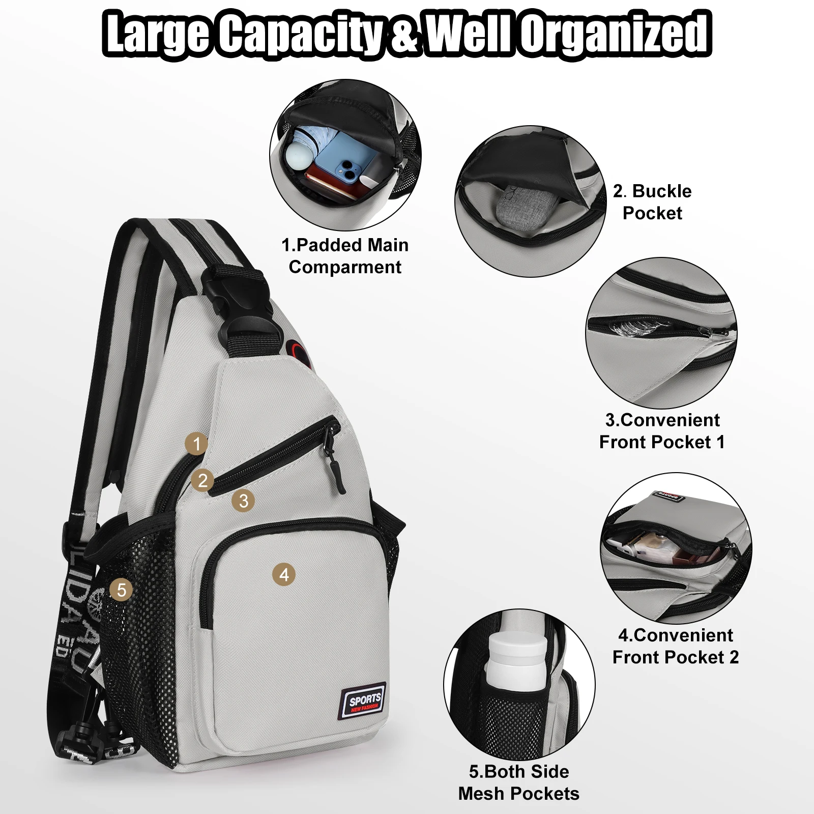 New Designers Chest Bags Crossbody Shoulder Backpack - Headphone Jack & Phone Pocket - For Ladies - Stylish & Practical - Perfec