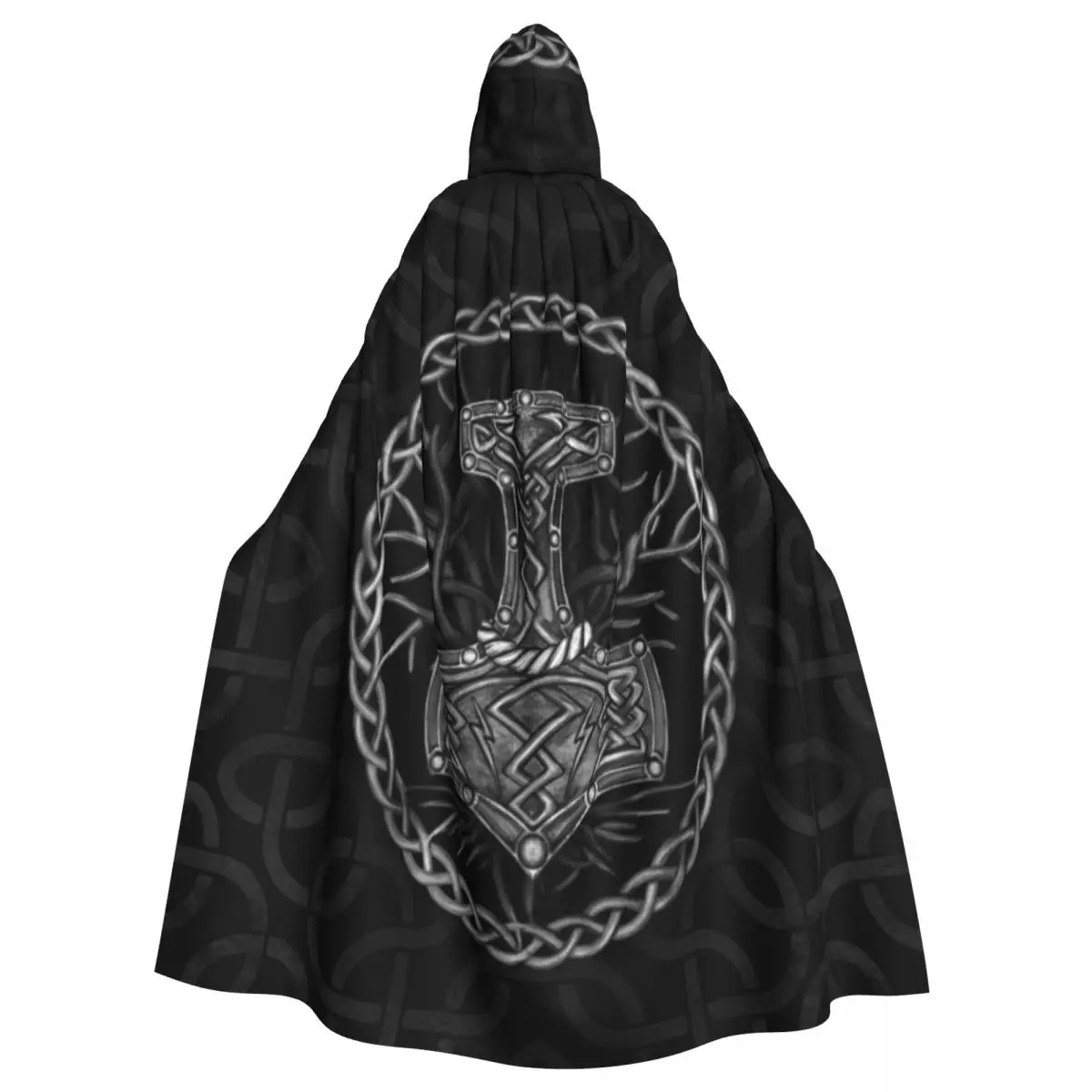 Mjolnir Tree Of Life Unique Cosplay Cloak Mystic Vikings Symbol Hooded Cape for Aldult Halloween