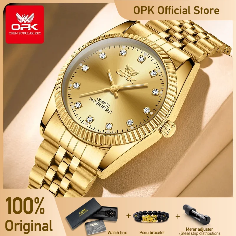 

OPK 6027 Watches For Men Stainless Steel Quartz Watch Zircon Scale Wristwatch Waterproof Luminous Automatic Watch Reloj Hombre