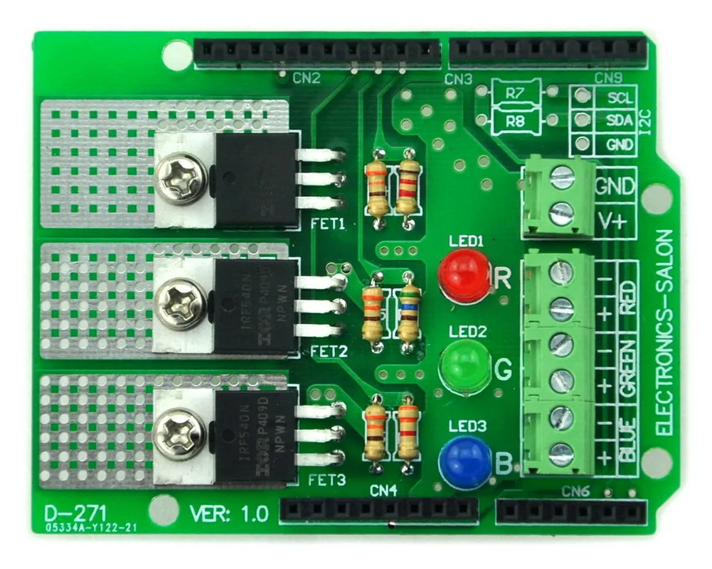 RGB LED Dimmer Shield Kit, for Arduino UNO / MEAG [SOLDERING REQUIRED]