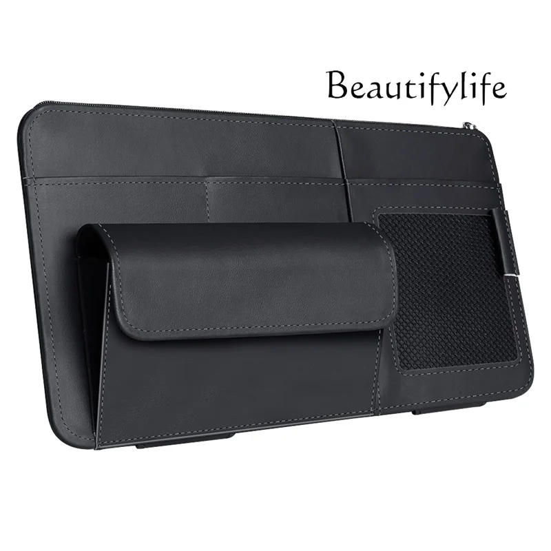 

Car visor storage leather multifunctional car storage bag card cover driver's license bag glasses clip