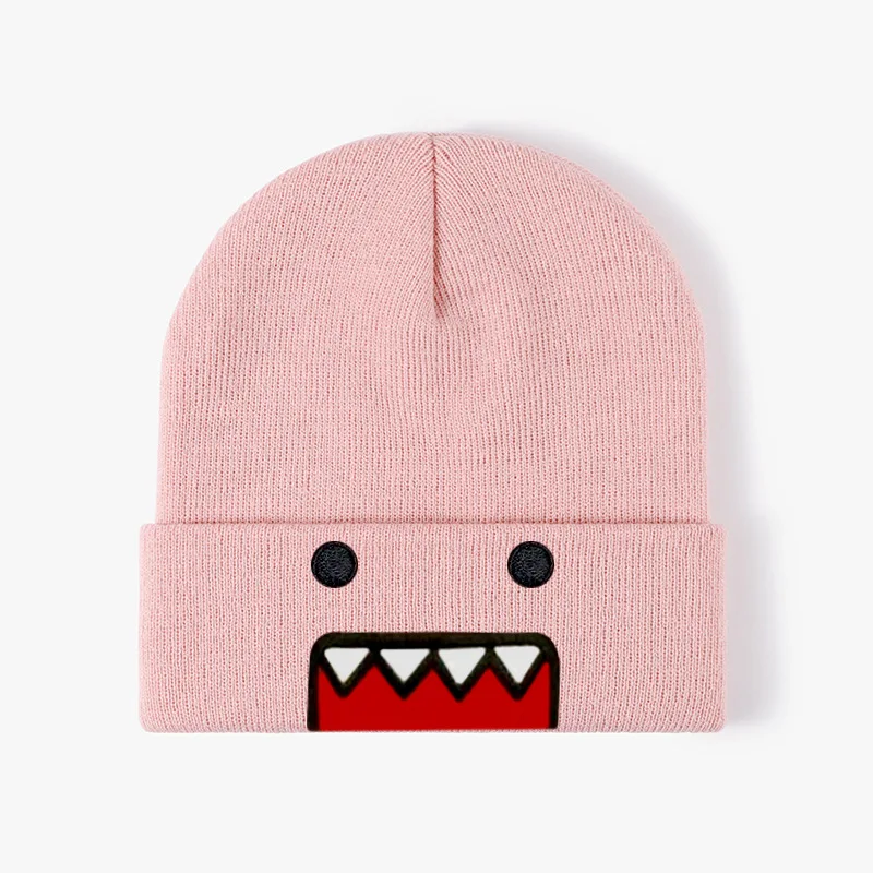 Fashion Warm Skating Roll Tama Jun Pink American Anime Cartoon Embroidered Knitted Autumn Winter Warm Hat Wool Hat Gengar Tam