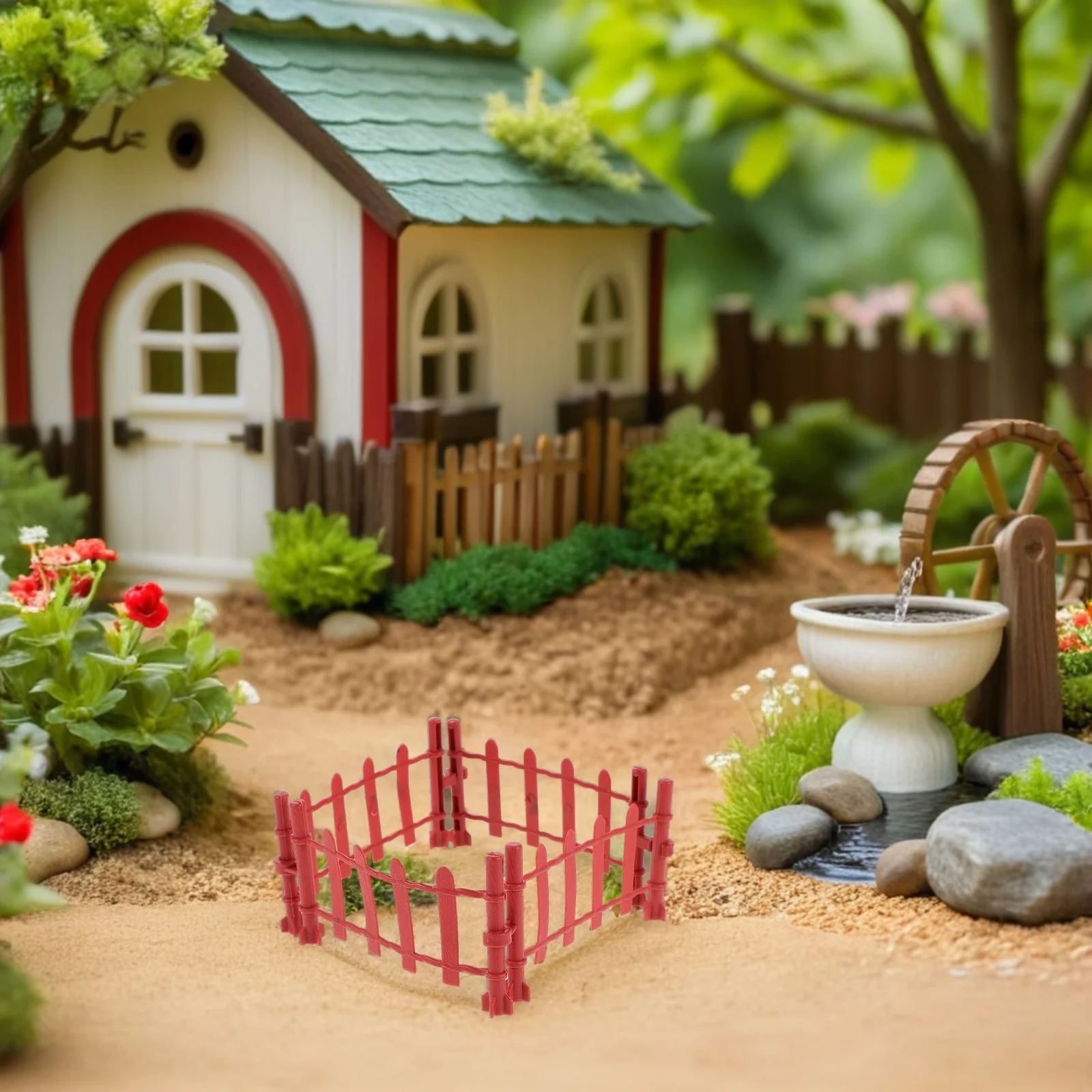 

100Pcs Mini Corral Fence 9Cm Realistic Plastic Farm Animal Fence for Kids Educational Sand Table Diorama Garden Cake Decoration