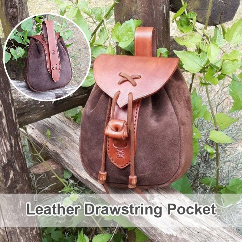 Medieval Faux Leather European Vintage Drawstring Coins Purse Pouch Bag Festival Jewel Wallet Drawstring Fanny Pack Holster