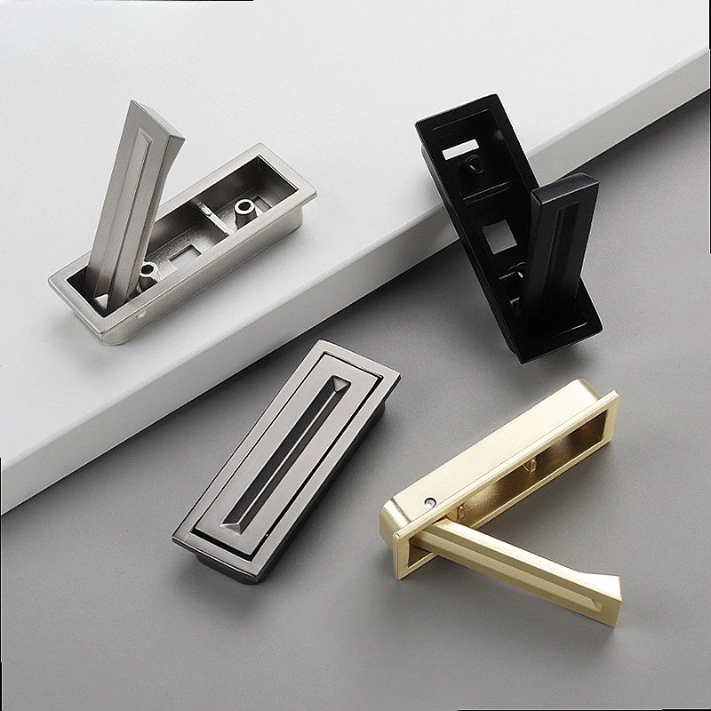 New Tatami Thick Recessed Hidden Door Handle Invisible Embedded Rotating Furniture Pull
