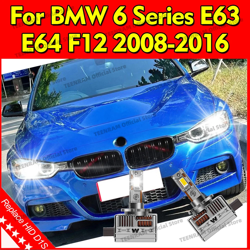 

2 светодиодные лампы для фар 50000LM D1R D1S для BMW 6 серии E63 E64 F12 2008-2016 (2009, 2010, 2011, 2012, 2013, 2014, 2015) — замена ламп HID